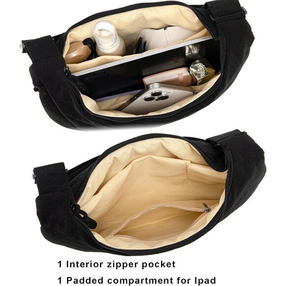 Crescent Crossbody Bags for Women Nylon Slouchy Sling Hobo Bag,Spacious Dumpling - Picture 3 of 8